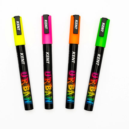 Kent Urban Acrylic Paint Marker - Super Fine Tip 4 Pack - Fluoro