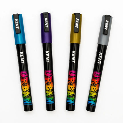 Kent Urban Acrylic Paint Marker - Super Fine Tip 4 Pack - Metallic