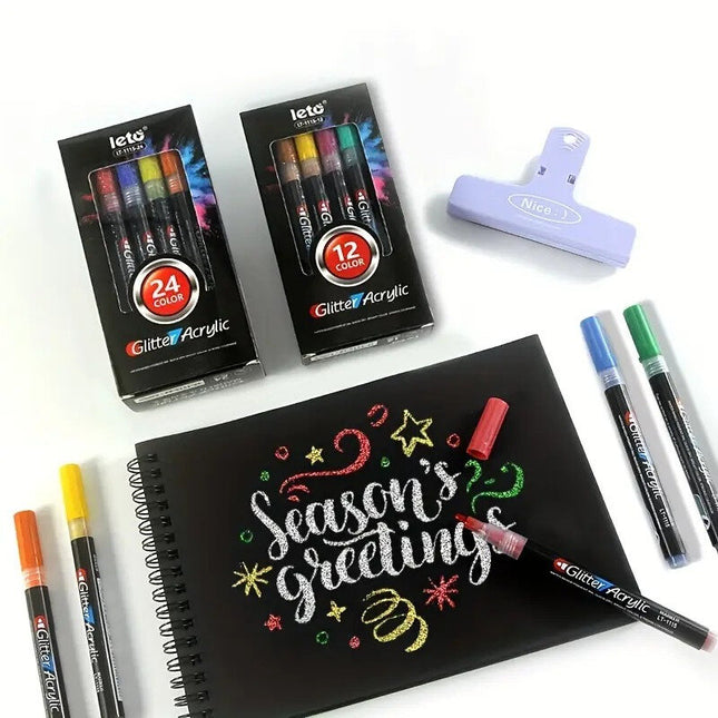 Leto Acrylic Markers Glitter - Set 12