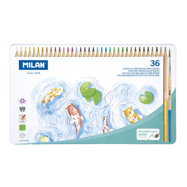 Milan Water Soluble Coloured Pencils - Tin of 36