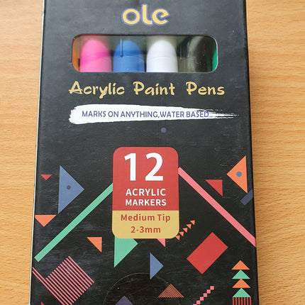 Ole Acrylic Paint Markers Medium Tip - Set of 12