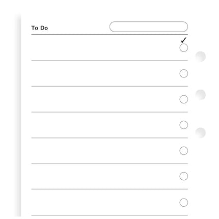 Filofax Organiser - Refill Personal - To Do Lists - White