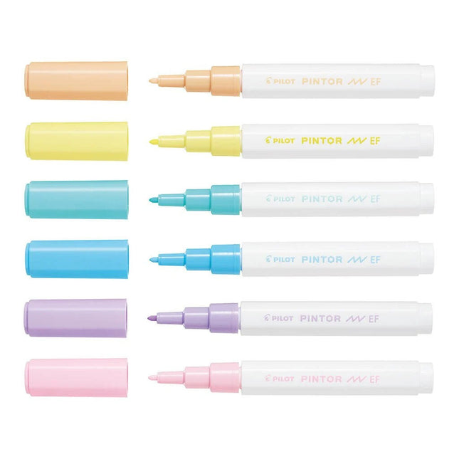 Pilot Pintor Acrylic Paint Markers - Extra Fine Tip Pastel Set of 6