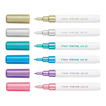 Pilot Pintor Acrylic Paint Markers - Extra Fine Tip Metallic Set of 6