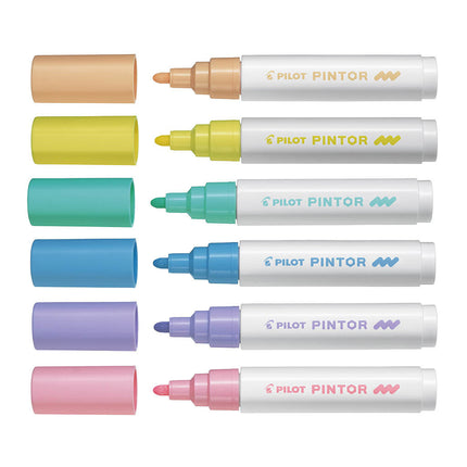 Pilot Pintor Acrylic Paint Markers - Medium Tip Pastel Set of 6
