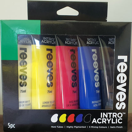 Reeves Intro Acrylic - Set of 5 (75ml Tubes)