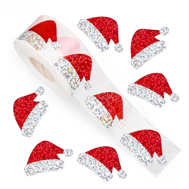 Roll Stickers - Foil Santa Hats