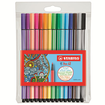 Stabilo Pen 68 Fiber Pen - Pack of 15
