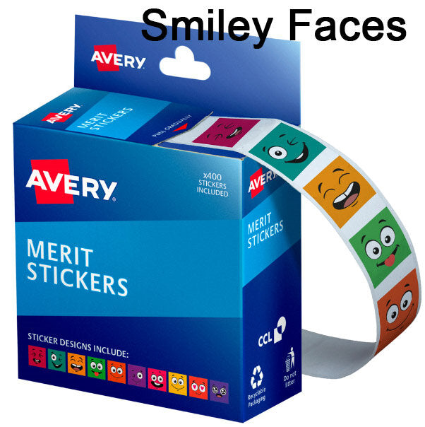 Avery Merit Stickers Smiley Faces 24mm - Pack of 400